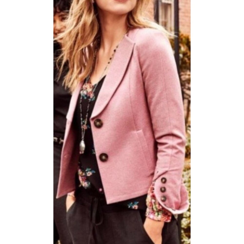 CABI Applaud Jacket Size 8 Rose Pink Quartz Pockets Multi Button Cuffs